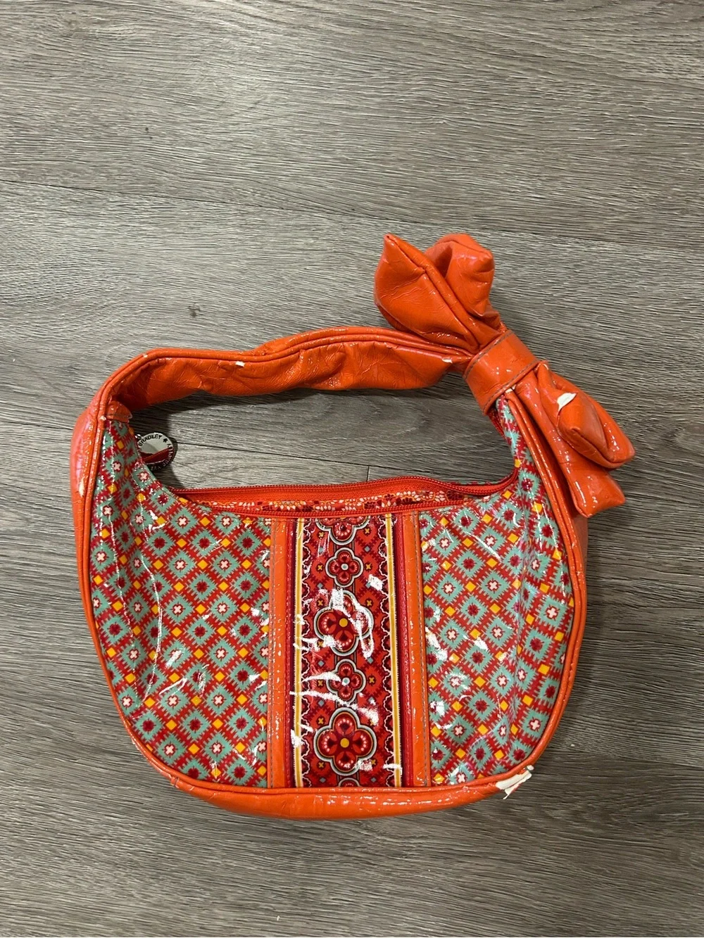 Vera Bradley Orange Patterned Women's Shoulder Bag with Bow Accent